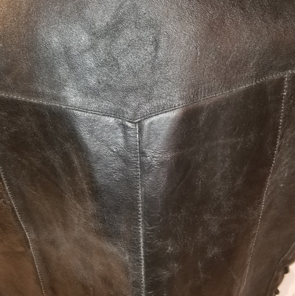 Leather Vest Mens Black Laced sides Size 48 - Picture 7 of 8